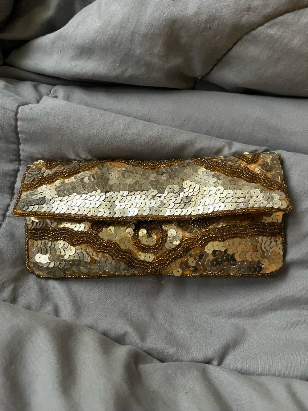 Gold Sequin Evening Clutch - Sparkling Party Clutch
